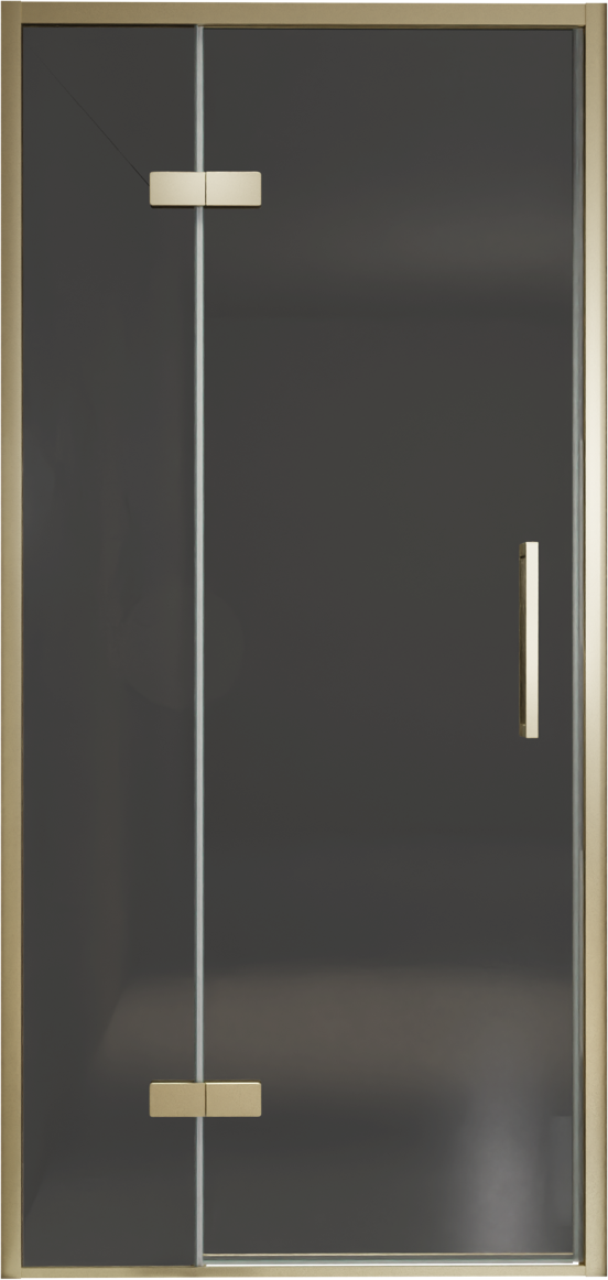 Balmani Senses Design douche draaideur links 100 cm x 210 cm Rookglas, Brushed Champagne Gold profielen, met coating