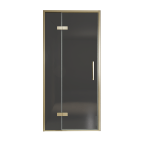 Balmani Senses Design Dusche Drehtür, Links, 100 cm x 210 cm, Rauchglas, Profil Brushed Champagner Gold