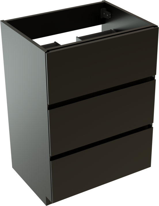 Storke Edge meuble sous-vasque a poser 60 x 46 cm noir mat 3 tiroirs