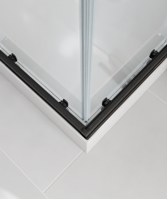 Luca Varess Talan douchecabine met schuifdeuren 90 x 90 cm helder glas mat zwart profiel