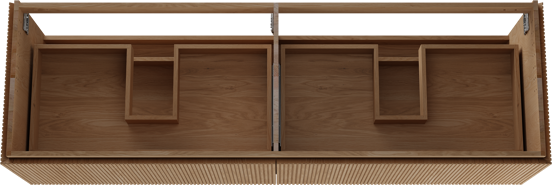 Balmani Eclips meuble sous-lavabo suspendu 180 x 55 cm Chêne naturelle 4 tiroirs Nervure sym. vert.