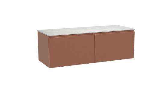 Balmani Sfera meuble salle de bains suspendu 150 x 55 cm cotto avec Stretto tablette simple ou double en marbre carrara