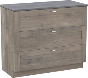 Linie Classo staand badkamermeubel 100 x 46 cm grijze eik met Lado enkel of dubbel tablet in melamine beton donkergrijs