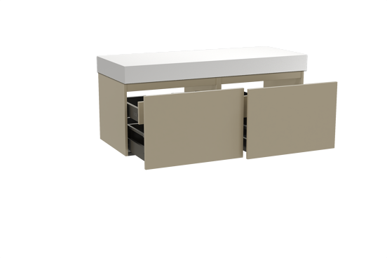 Balmani Sfera meuble salle de bains suspendu 135 x 55 cm dune avec Dominus tablette simple ou double en solid surface blanc mat