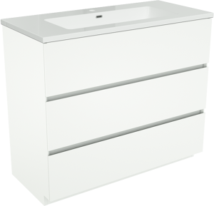 Storke Edge meuble salle de bains à poser 100 x 46 cm blanc mat avec Diva plan simple en marbre composite blanc brillant