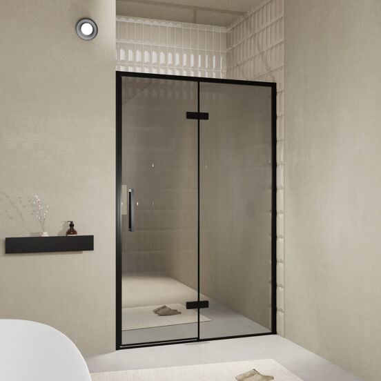 Balmani Senses Design porte pivotante à droite 140 cm x 210 cm verre Miroir Reflex, Profil noir