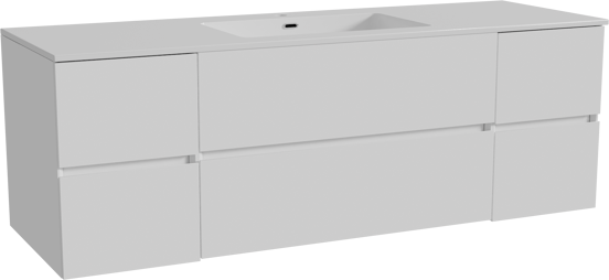 Storke Edge meuble salle de bains suspendu 155 x 52 cm blanc brillant avec Diva plan simple en marbre composite blanc brillant