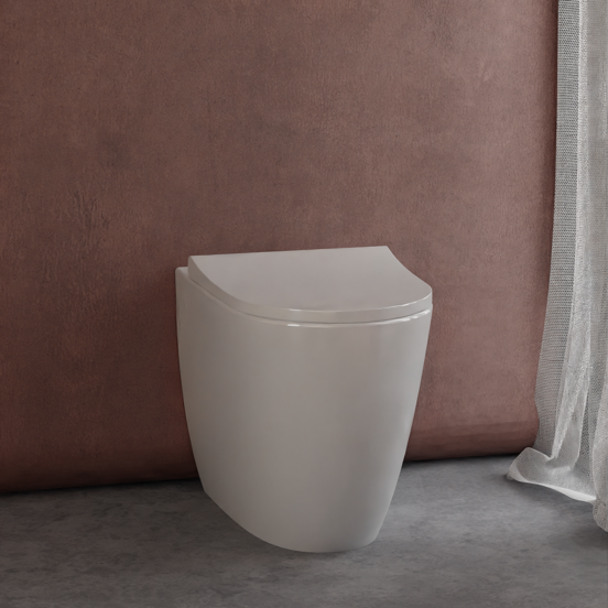 Luca Varess Vinto staand toilet back to wall glanzend wit randloos met dunne wc-bril