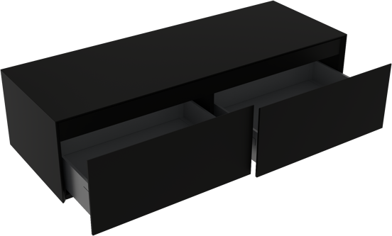 Storke Edge Modulo zwevende wastafelonderkast 130 x 48 cm mat zwart 2 lades