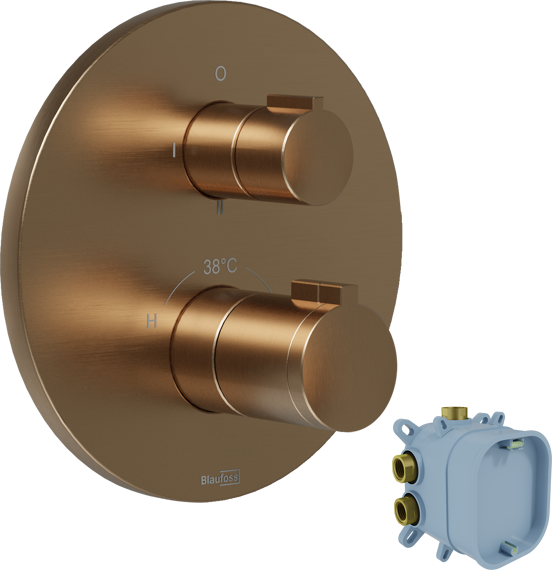 Blaufoss Smartbox Round thermostat de douche encastré 2 fonctions Brushed Rosegold incl élément intégré