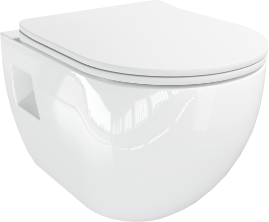 Linie Waldo wc suspendu blanc brillant sans rebord avec Linie Ilana bâti-support et plaque de commande