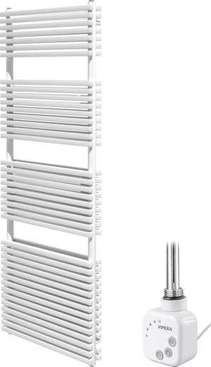 Vipera Vesuvio dubbele handdoekradiator 60 x 180 cm elektrische verwarming mat wit zij- en middenaansluiting 1500W, weerstand inbegrepen