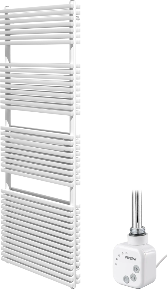 Vipera Vesuvio dubbele handdoekradiator 60 x 180 cm elektrische verwarming mat wit zij- en middenaansluiting 1500W, weerstand inbegrepen