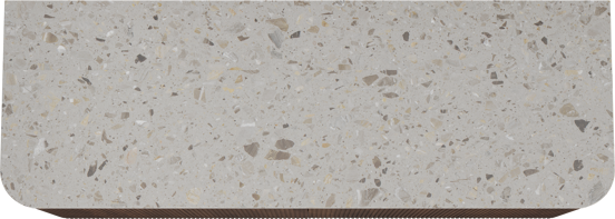 Balmani Moon zwevend badkamermeubel 160 x 55 cm amerikaanse notelaar met Moon enkel of dubbel tablet in terrazzo greige terrazzo, Verticale symmetrische rechte ribbel