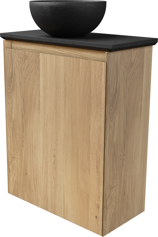 Balmani Mitra zwevend toiletmeubel 42 x 21 cm natuur eik met Facetta tablet en Bari waskom in verzoete graniet