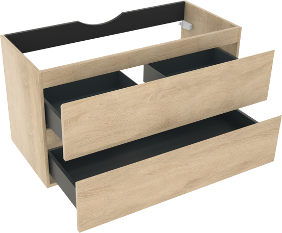 Linie Lado meuble sous-vasque suspendu 100 x 46 cm chêne blanc 2 tiroirs