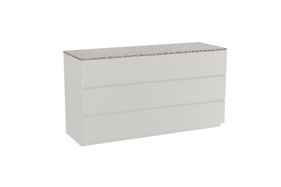 Storke Edge staand badkamermeubel 150 x 52 cm mat wit met Tavola enkel of dubbel tablet in mat wit/zwart terrazzo