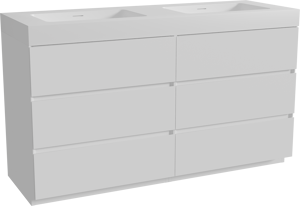 Storke Edge meuble salle de bains à poser 150 x 52 cm blanc mat avec Mata High double vasque en solid surface blanc mat