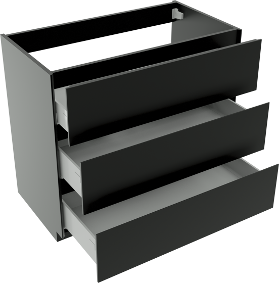 Storke Edge meuble sous-vasque a poser 95 x 52 cm noir mat 3 tiroirs