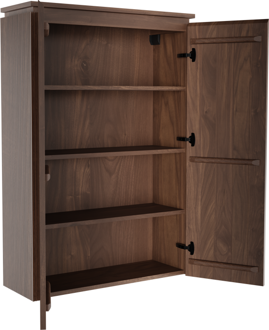 Balmani Eclips hängender Hochschrank Amerikanischer Nussbaum 90 x 32 x 130 cm, Vert. Sym. Rippe