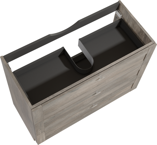 Linie Classo stehender Waschbeckenunterschrank: 100 x 46 cm, graue Eiche, 3 Schubladen