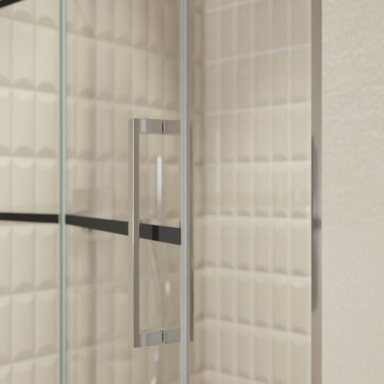 Balmani Senses Design douche draaideur links 120 cm x 210 cm Lined glas, Chroom profielen, met coating