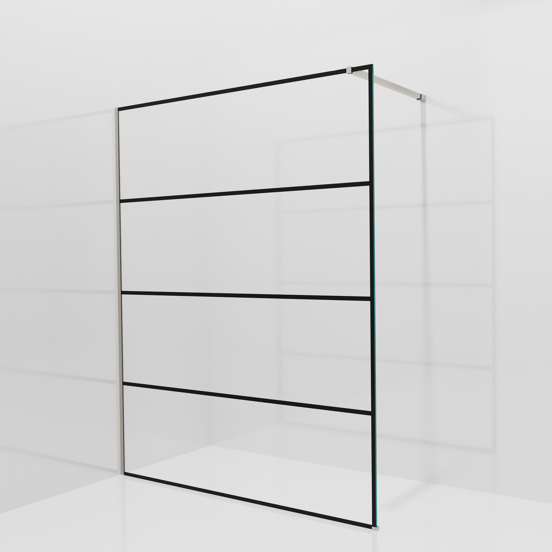Balmani Modular Walk-In Dusche: 160 x 200 cm, Lined, inklusive Coating, Profil Brushed CoolMetal