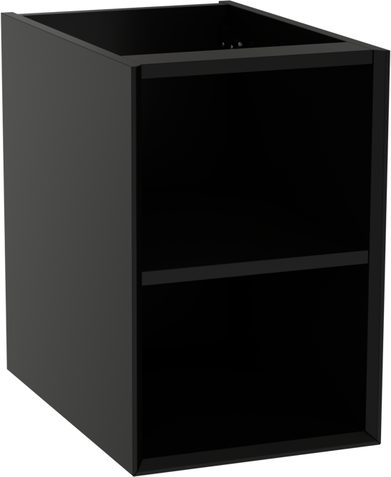 Storke Edge zwevend wastafelonderkast 35 x 52 cm mat zwart met 2 open nissen