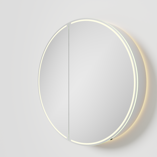 Balmani Mara spiegelkast Rond Ø 90 mat wit met spiegelverlichting en anti-damp