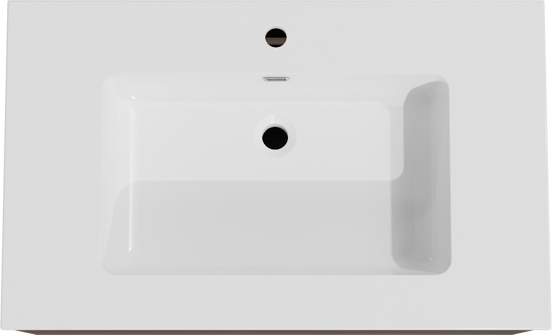 Storke Edge meuble salle de bains suspendu 85 x 52 cm noyer avec Diva plan simple en marbre composite blanc brillant