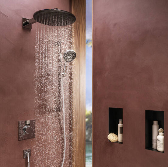 Hansgrohe Ecostat Comfort E Thermostat-Duscharmatur: Unterputz, für 2 Verbraucher, Chrom glänzend