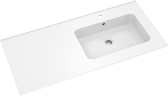 Linie Vano asymmetrisch rechtse wastafel glanzend composiet marmer 100 x 46 cm