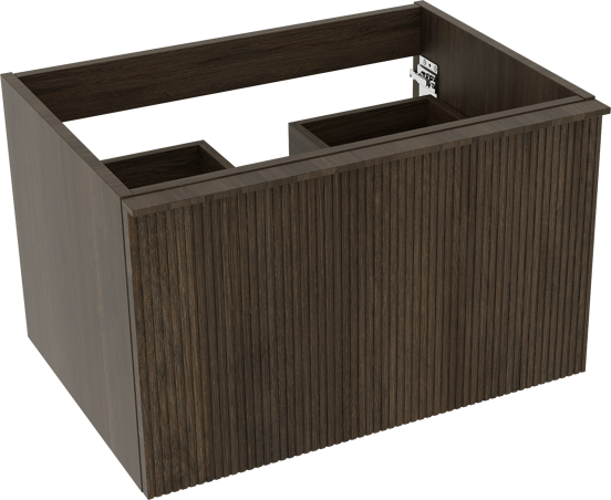 Balmani Forma zwevende wastafelonderkast 75 x 55 cm gerookt eiken 2 lades vert. sym. groef