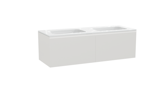 Balmani Idra meuble salle de bains suspendu 150 x 55 cm blanc mat avec Tablo Strada double vasque en marbre composite blanc brillant