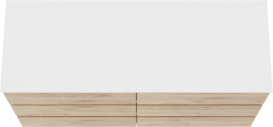 Balmani Lucida staand badkamermeubel 150 x 55 cm ruwe eik met Stretto enkel of dubbel tablet in solid surface mat wit