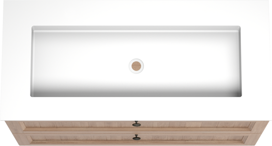 Balmani Lemon staand badkamermeubel 120 x 55 cm verweerde eik met Tablo Stretto enkele wastafel voor 2 kraangaten in solid surface mat wit