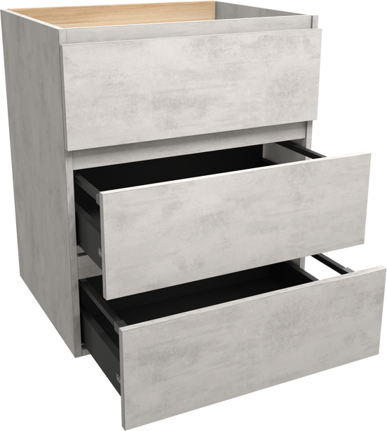 Balmani Lucida meuble sous-lavabo a poser 67,5 x 55 cm béton gris argent 3 tiroirs