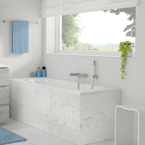 Linie Tessa baignoire encastrable simple 170 x 70 cm acrylique blanc brillant