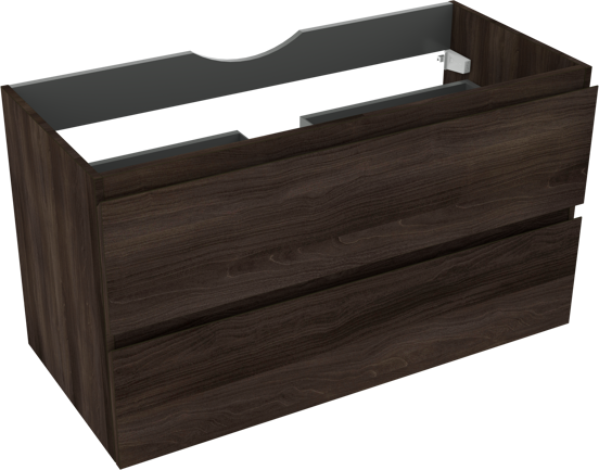 Linie Lado zwevende wastafelonderkast 100 x 46 cm donkere notenhout 2 lades