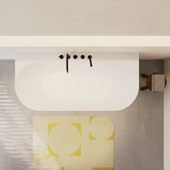 Balmani Scala baignoire semi-ilôt ovale 175 x 80 cm Solid Surface blanc mat