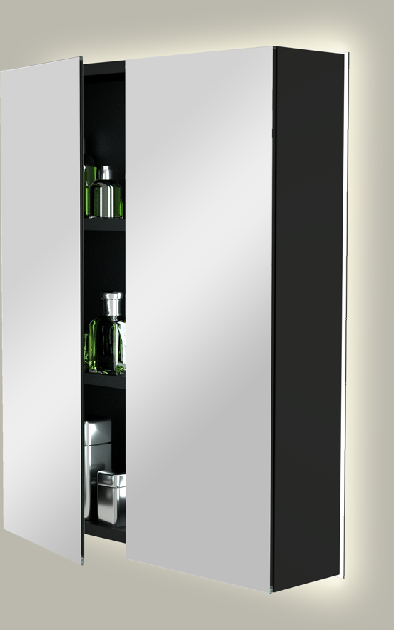 Storke Reflecta armoire de toilette lumineuse 60 x 75 cm noir mat