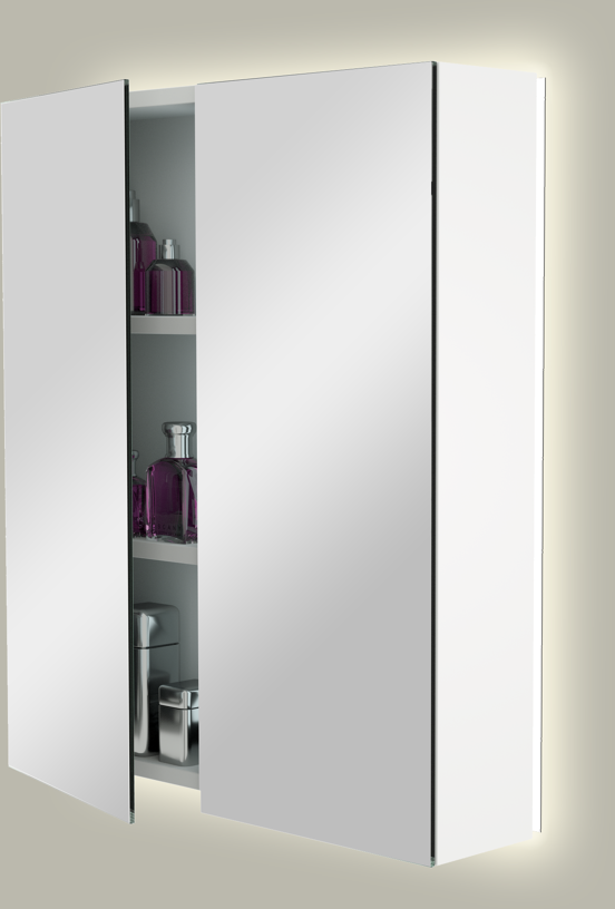 Storke Reflecta spiegelkast 65 x 75 cm mat wit met spiegelverlichting
