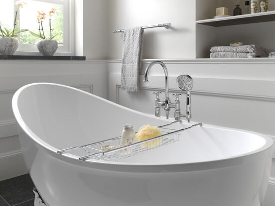 House of Ascott Westminster robinet baignoire îlot avec douchette chrome brillant