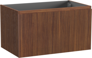 Storke Ribs zwevende wastafelonderkast 85 x 52 cm notelaar 2 lades