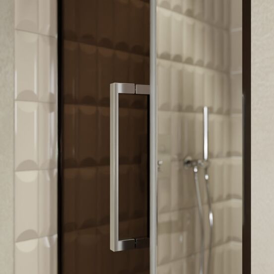 Balmani Senses Design porte pivotante à gauche 90 cm x 210 cm verre Bronze, Profil chrome, coating inclus