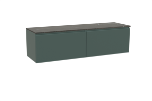 Balmani Sfera zwevend badkamermeubel 180 x 55 cm forest met Stretto enkel of dubbel tablet in marmer pietra grey