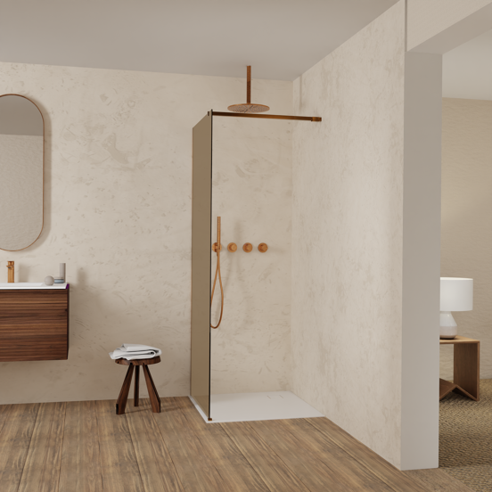 Balmani Modular inloopdouche: 80 x 200 cm, Brons glas, Brushed Rosegold profielen
