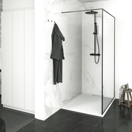 Balmani Framed inloopdouche 120 x 210 cm helder glas mat zwart profiel