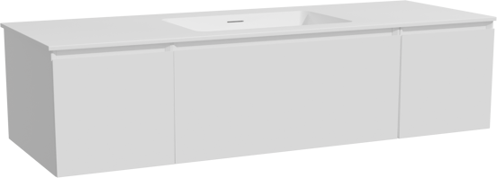 Storke Edge zwevend badkamermeubel 145 x 52 cm mat wit met Mata enkele wastafel in solid surface mat wit