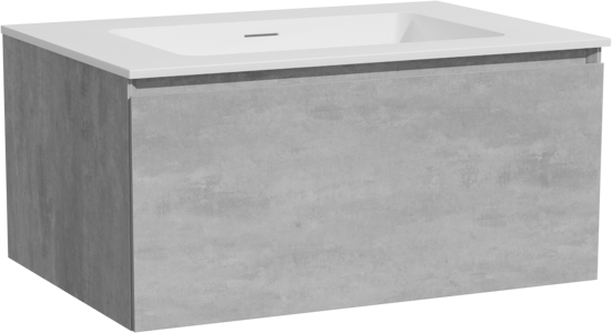 Storke Edge meuble salle de bains suspendu 75 x 52 cm béton gris foncé avec Mata plan simple en solid surface blanc mat